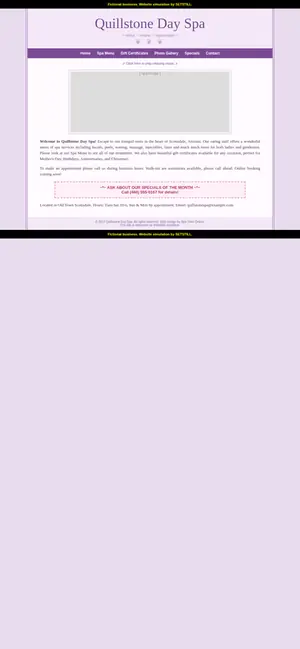 Before, phone: full-page screenshot of the fictional Quillstone Aesthetics website simulation